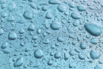 Aqua Water Droplets on Smooth Surface, Close-Up Texture