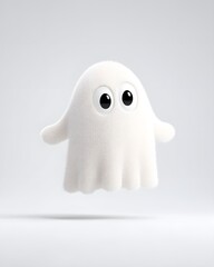 Fototapeta premium 3D Playful Ghost Character with Round Eyes – Halloween Cartoon on White Background
