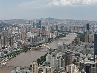 Fototapeta premium Aerial view of Lanzhou city, Gansu, China