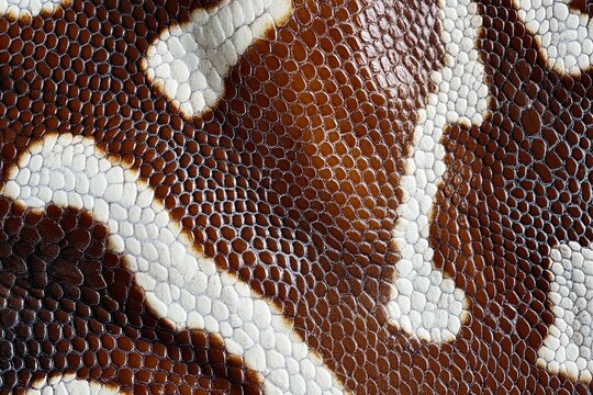 A close-up texture of snake skin with white and brown tones
