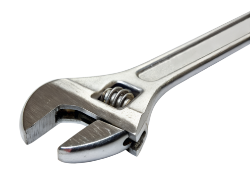 Metal adjustable wrench tool isolated on transparent background