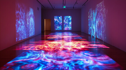 Light-reactive paint technology forms intricate abstract patterns with glowing reflections