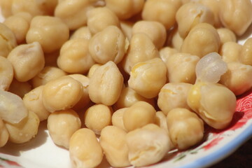A close-up shot of chickpeas