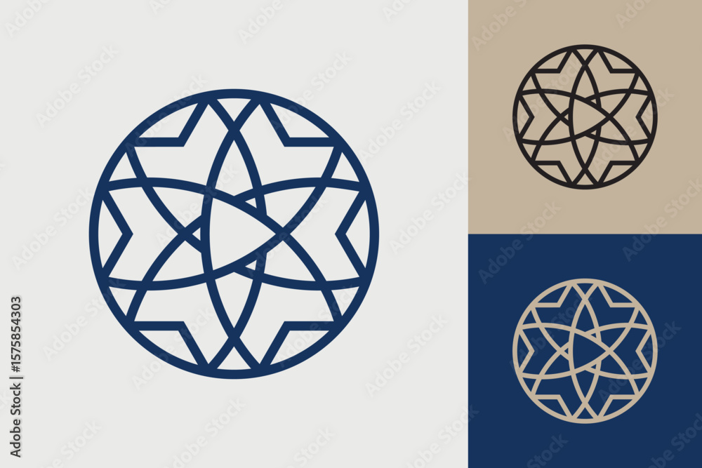 Fototapete Geometric circle logo icon. Circle concept vector design with minimalistic linear style