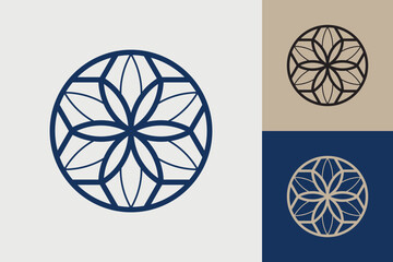 Geometric circle logo icon. Circle concept vector design with minimalistic linear style