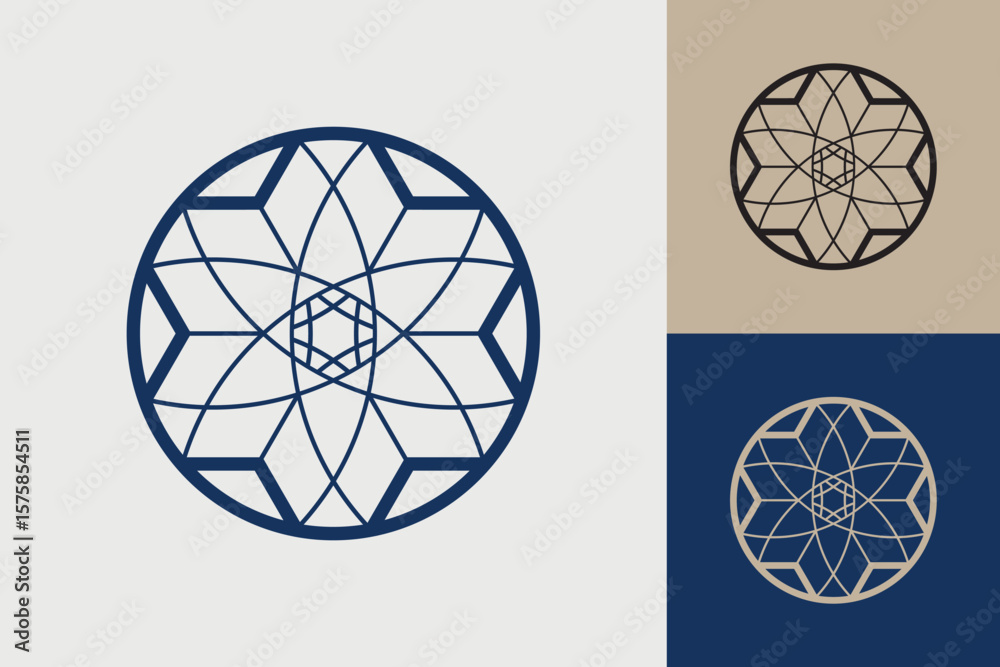 Fototapete Geometric circle logo icon. Circle concept vector design with minimalistic linear style