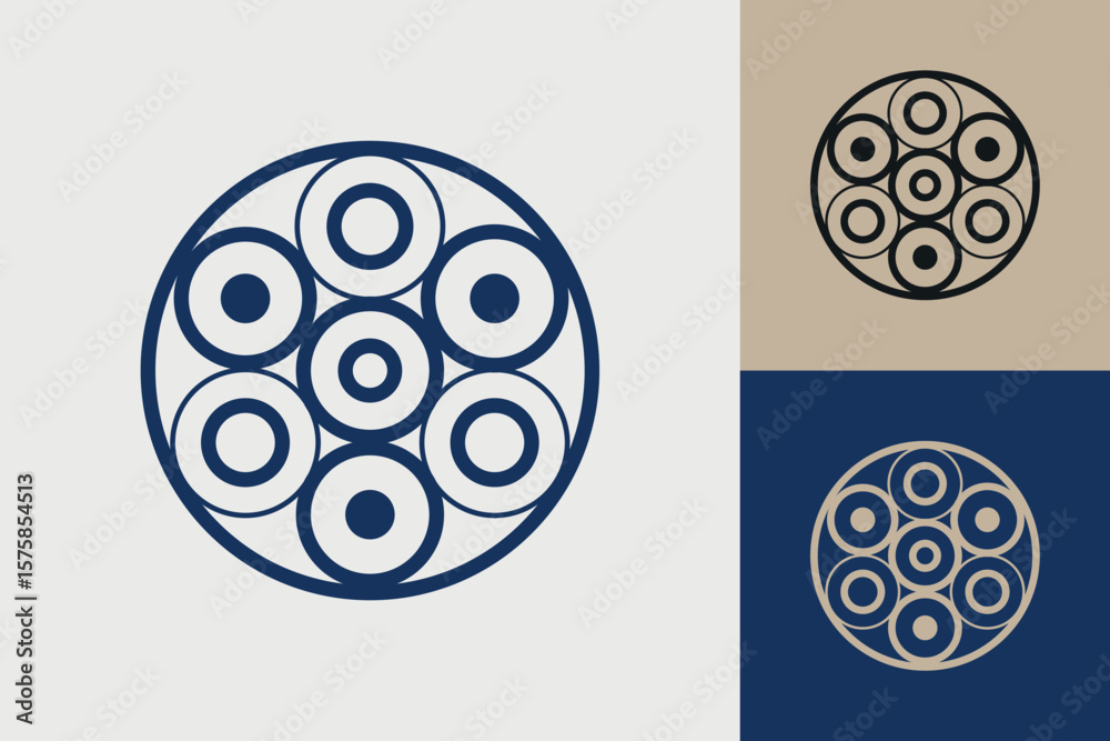 Fototapete Geometric circle logo icon. Circle concept vector design with minimalistic linear style