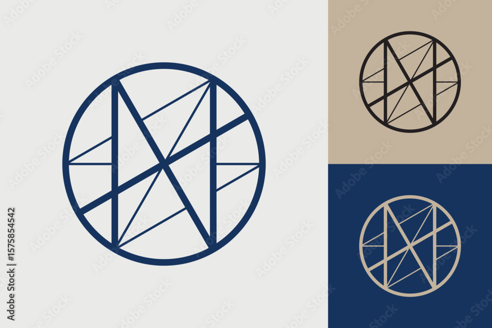 Fototapete Geometric circle logo icon. Circle concept vector design with minimalistic linear style