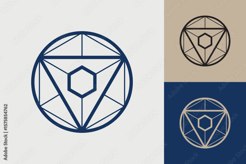 Fototapete Geometric circle logo icon. Circle concept vector design with minimalistic linear style