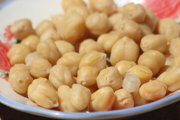 A close-up shot of chickpeas