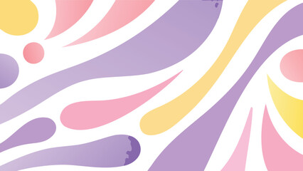 Abstract background with pastel color shapes of yellow pink and purple in a playful design