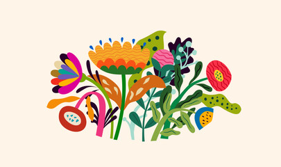 Beautiful romantic flower collection with roses, leaves, floral bouquets, flower compositions.	