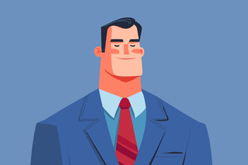 man in a blue business suit with a red tie. vector illustration