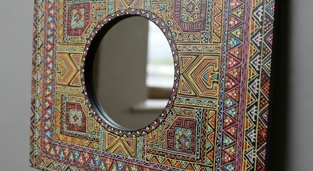 round photo frame with batik motif on the side