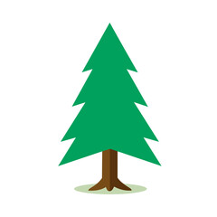 Obraz premium Simple Illustration of a Pine Tree on a white Background, vector tree with green leaves