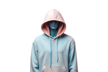 Hooded Figure with Blue Skin on Transparent Background