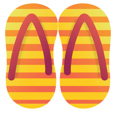 Striped Yellow Flip-Flops: Summer Footwear Illustration with Gradient Straps