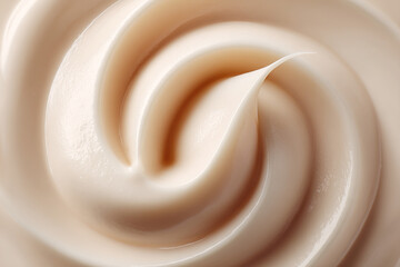 Swirls of a smooth, light peach-colored cream, creating an elegant and calming visual. Perfect for cosmetic, beauty, or wellness concepts.