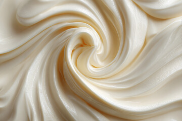 Creamy swirl of soft, light-colored frosting, smooth texture and inviting design. Confection perfection, desserts, culinary delight and tempting.