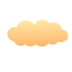 Golden Cloud Shape, Isolated on White, Simple Illustration.