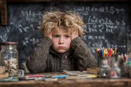 frustrated math school child