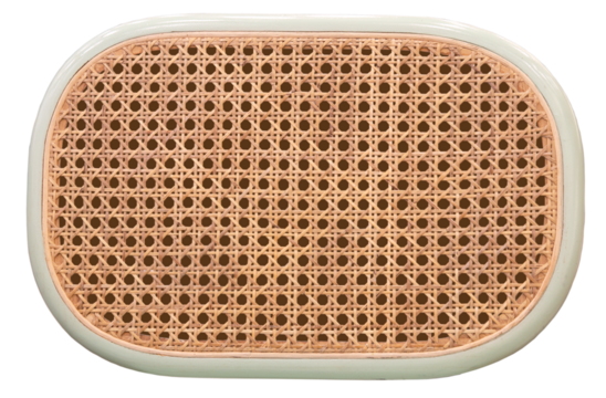 Seamless pattern from rattan. Beige colored wicker pattern with green pastel colored frame on transparent background (PNG File).	
