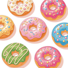 Cute colorful and glossy donuts