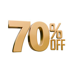 70% OFF Gold Text – 3D Render with Transparent Background (Alpha PNG)