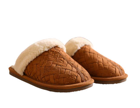 Cozy woven slippers in warm brown tones