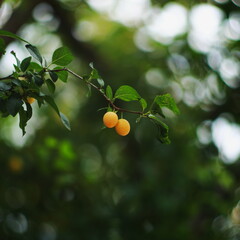 yellow plums, mirabelle, fruit tree, summer garden, organic fruits, fresh harvest, green leaves, nature background, ripe fruit, branch with fruits, healthy food, orchard, seasonal fruit, countryside, 