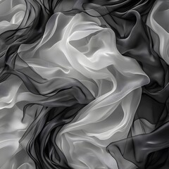 Fototapeta premium Elegant Black and White Sheer Fabric Drape Texture