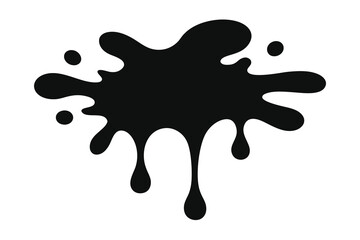 Abstract Black Ink Splotch Dripping, Splashed Design Element Ai Generated
