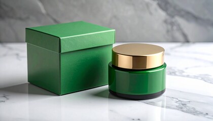 green cosmetics on white background