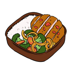 Katsu with sautee brocolli and lime