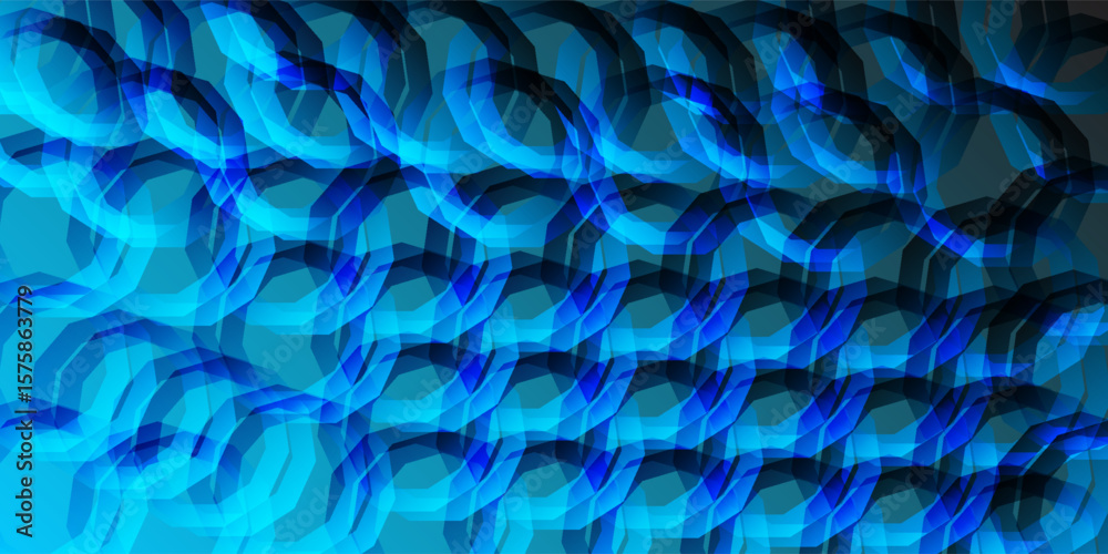 Poster abstract blue geometric pattern with overlapping circular shapes creating a modern and futuristic ba