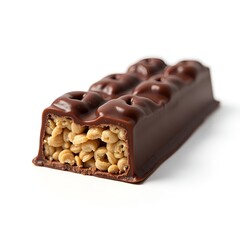 Chocolate Cereal Bar Isolated on White Background – Crunchy Snack and Energy Food Image