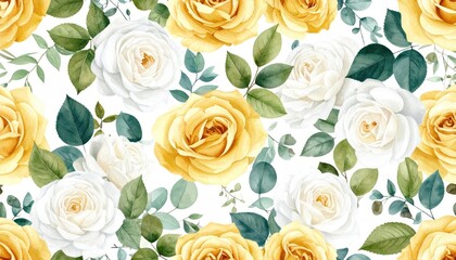 Floral pattern with yellow and white roses (1)