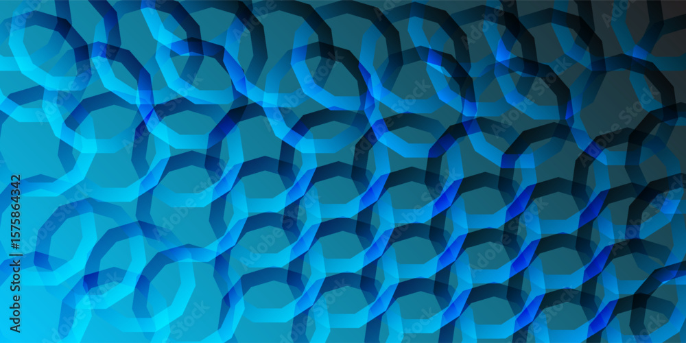 Poster abstract blue geometric pattern with overlapping circular shapes creating a modern and futuristic ba