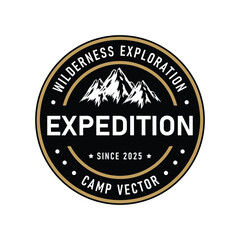 Fototapeta premium Outdoor Expedition Vector Template - Mountain Adventure Badge Logo