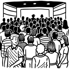 One Line Animation of People Group – Family and Friends at Event

