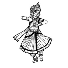 Indian classical dancer in traditional attire pose silhouette