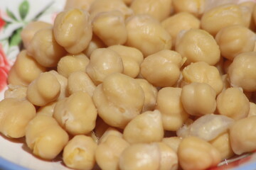 A close-up shot of chickpeas