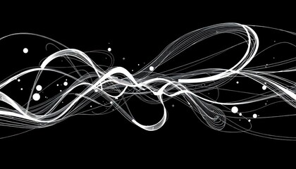 Abstract white flowing lines on black