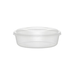 Clear round plastic container with lid for food storage  