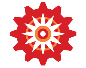 Innovative Solutions Red Gear and Sunburst Design Concept Ai Generated