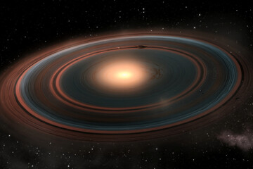 Vibrant ringed exoplanet with colorful rings showcases cosmic beauty in distant galaxy