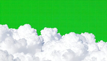 Fluffy clouds against a green background
