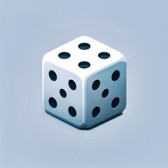 Isolated White Dice with Black Dots on light gray Background