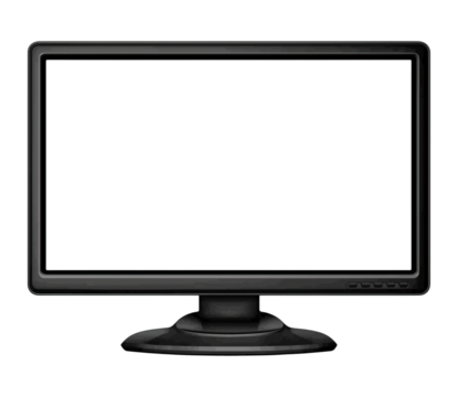 Modern computer monitor with a blank white screen ready for content png transparent
