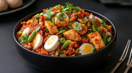 Colorful Bowl of Fresh Eggs and Vegetables Creating a Healthy Meal